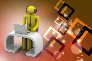 evrak çantası ile 3D iş adamı