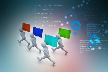 3D iş takım kavramı. Soyut illüstrasyon