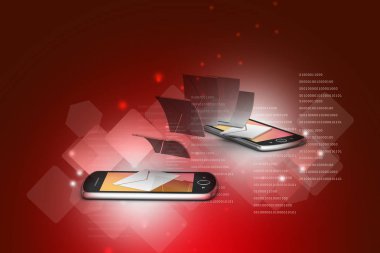 Akıllı telefon arasında e-posta paylaşımı 3d illüstrasyon