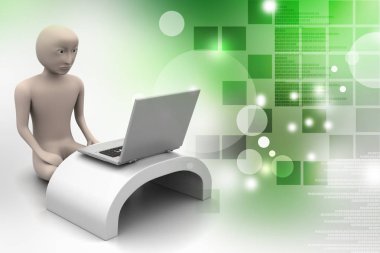 evrak çantası ile 3D iş adamı