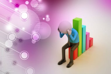 renk arka plan üzerinde Soyut 3d adam. İş kavramı