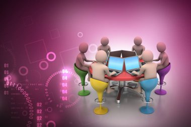 Soyut 3D iş ekibi illüstrasyon