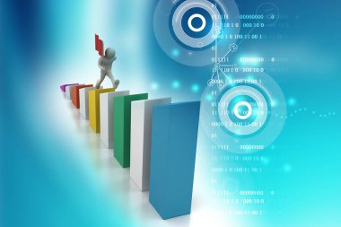 evrak çantası ile 3D iş adamı