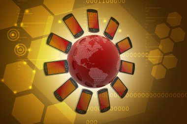 Renk arka planda küresel Internet teknolojisi kavramı