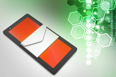 E-posta ile Tablet bilgisayar 3d illüstrasyon