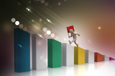 evrak çantası ile 3D iş adamı