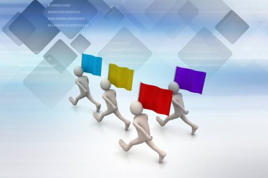 evrak çantası ile 3D iş adamı