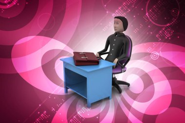 Çalışan veya çalışan kavramı. 3D renk işareti. 