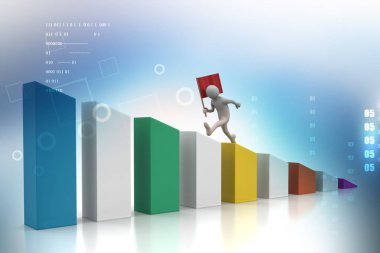 evrak çantası ile 3D iş adamı