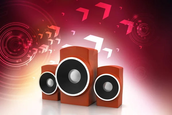 Music speakers on bright background