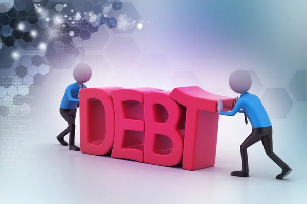 3D illustration of people try to avoid debt