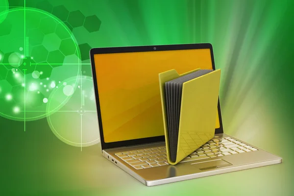 Ilustração 3d de Laptop com arquivos — Fotografia de Stock