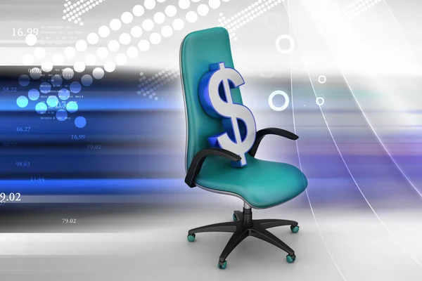 Ilustração Sinal Dólar Sentado Cadeira Executiva — Fotografia de Stock