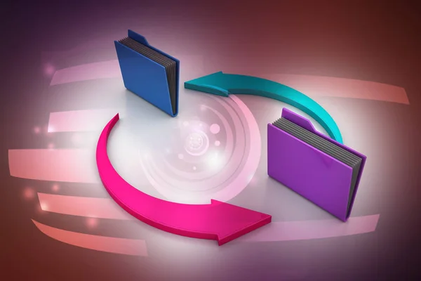 Ilustración 3d de Laptop con archivos — Foto de Stock