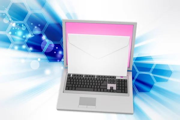 3d illustration of Laptop with files — Stock Photo, Image