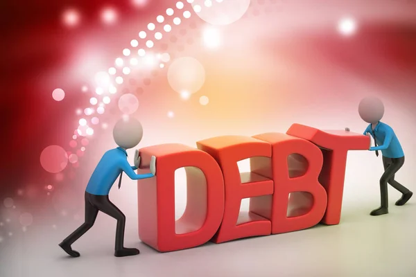 3D illustration of people try to avoid debt