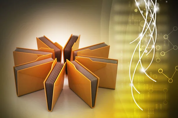 3D illustration of office folder with documents