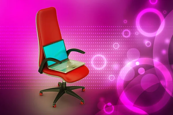 3D illustration of notebook on the chair