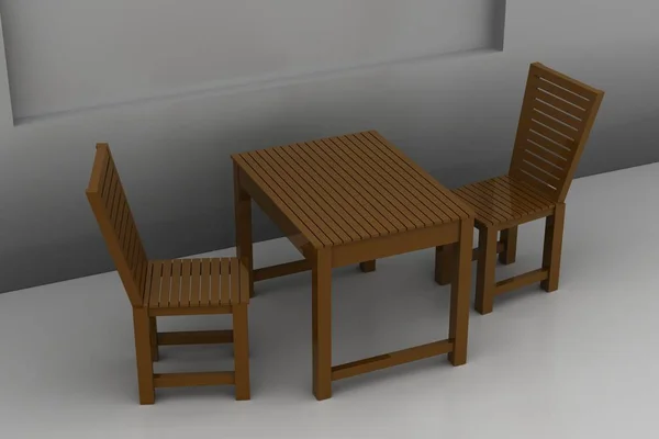 Stühle Und Tisch Auf Weißem Hintergrund — Stockfoto