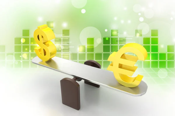 3D illustration of money exchange rate