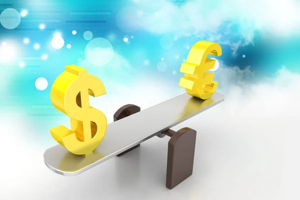 3D illustration of money exchange rate