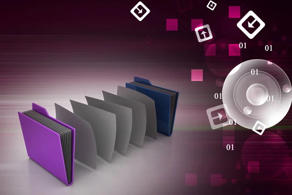 3D illustration of office folder with documents