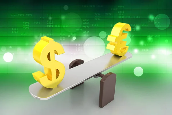 3D illustration of money exchange rate