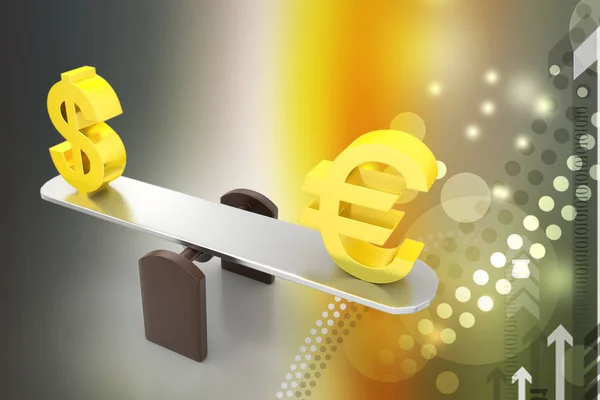 3D illustration of money exchange rate