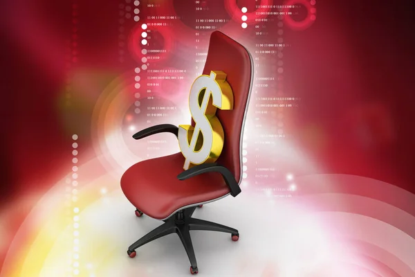 3D illustration of Dollar sign sitting the executive chair