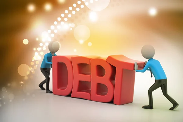 3D illustration of people try to avoid debt