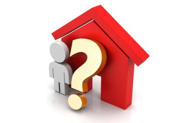 Beyaz arka plan üzerinde 3d gayrimenkul iş kavramı