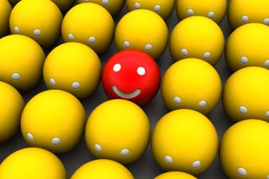 Beyaz arka planda 3d gülümseme kavramı