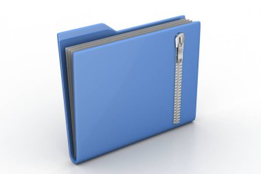 Beyaz arka planda zip içeren dosya klasörü