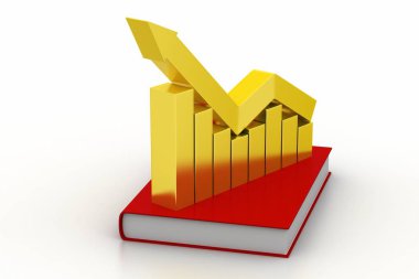 Beyaz arka planda kitap üzerinde başarı finansal grafik