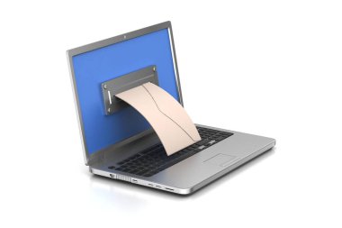 Beyaz arka planda dizüstü bilgisayar içeren e-posta