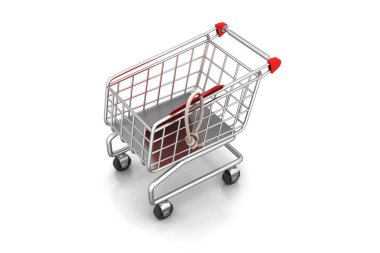 Renk arka planda 3d soyut alışveriş konsepti