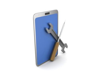 Renkli arka planda akıllı telefon hizmeti konsepti