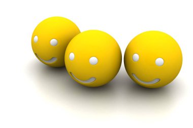 Beyaz arka planda 3d gülümseme kavramı