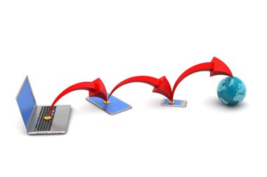 Beyaz arka planda kablosuz ağ sistemi