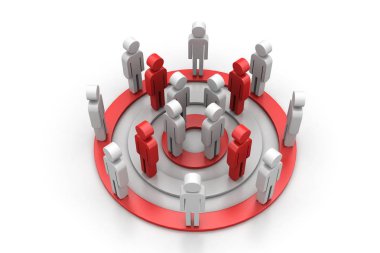 Takım konsepti. Beyaz arka plan üzerine soyut 3d illüstrasyon