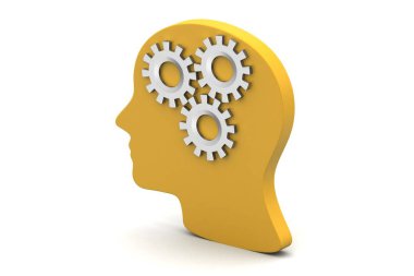 Beyaz arka planda dişlileri gösteren adam kafası