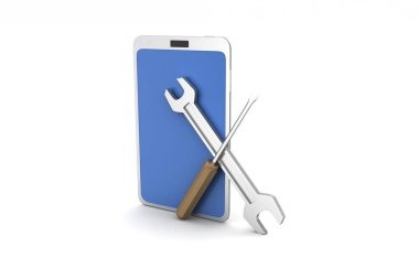 Renkli arka planda akıllı telefon hizmeti konsepti