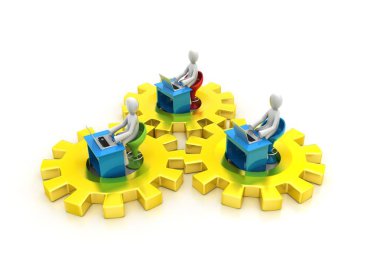 Beyaz arka plan üzerinde insan illüstrasyon Soyut 3d grup