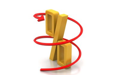 Beyaz arka planda okla yüzde işareti