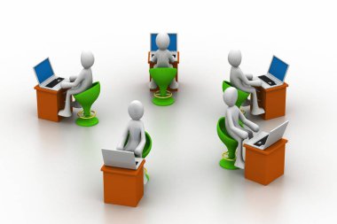 İş takımı konsepti. Beyaz arka plan üzerine soyut illüstrasyon