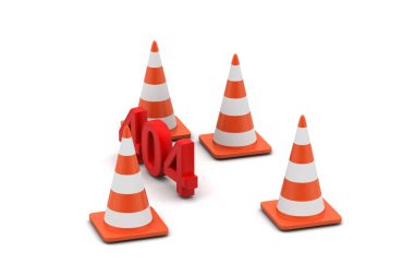 Beyaz arka planda trafik konileri