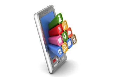 Arka planda modern akıllı telefonun 3d render