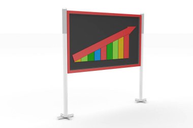 Beyaz arka plandaki tahtayı gösteren başarıda finansal grafik