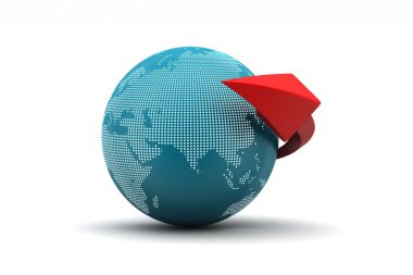 Beyaz arka planda oklu küre