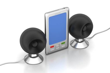 Beyaz arka plan üzerinde 3d akıllı telefon illüstrasyon